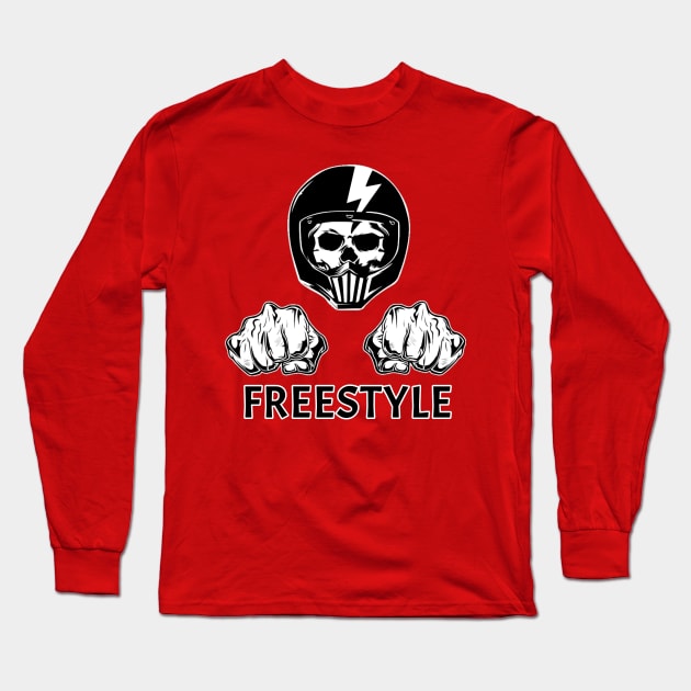 Freestyle helmet Long Sleeve T-Shirt by SkullRacerShop